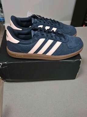 adidas Navy Suede Sneakers with Light Pink Stripes